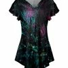 Lily | Black & Green Abstract Flutter-Sleeve V-Neck Tunic - Women & Plus