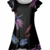 Lily | Black & Purple Dragonfly Flutter-Sleeve Tunic - Plus