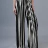 Lily | Black & White Stripe Palazzo Pants - Plus