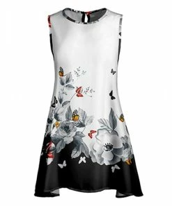 Lily | Black & White Floral Sleeveless Tunic - Plus
