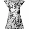 Lily | Black & White Floral Flutter-Sleeve Tunic - Plus
