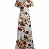 Lily | White & Brown Floral Wrap Maxi Dress - Plus