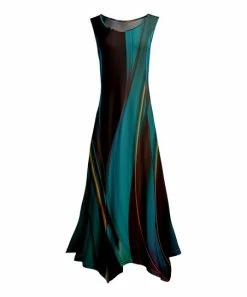 Lily | Teal & Brown Stripe Sleeveless Handkerchief Maxi Dress - Women & Plus