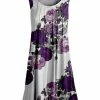 Lily | White & Purple Floral Pleated Sleeveless Tunic - Plus