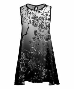 Lily | Silver & Black Sleeveless Swing Tunic - Women