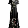 Lily | Black Floral Wrap Maxi Dress - Women & Plus