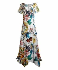 Lily | White & Blue Floral Handkerchief Maxi Dress - Women & Plus