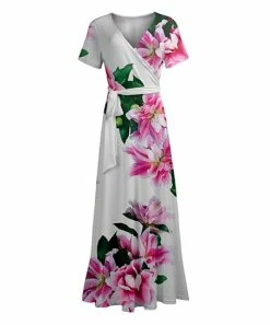 Lily | White & Pink Floral Wrap Maxi Dress - Women & Plus