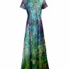 Lily | Green & Purple Floral Short-Sleeve Maxi Dress - Women & Plus