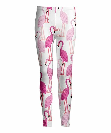 Lily | White & Pink Flamingo Leggings - Women 1 Lily | White & Pink Flamingo Leggings - Women