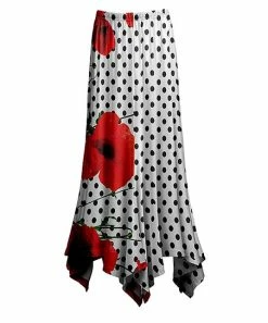 Lily | White & Red Poppy Dot Handkerchief Maxi Skirt - Plus