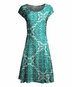 Lily | White & Turquoise Geometric Cap-Sleeve Dress - Women & Plus