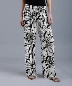 Lily | White & Black Floral Palazzo Pants - Women
