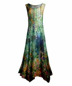 Lily | Gold & Blue Floral Sleeveless Handkerchief Maxi Dress - Women & Plus
