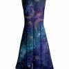 Lily | Purple & Blue Moon & Star Sleeveless A-Line Dress - Plus
