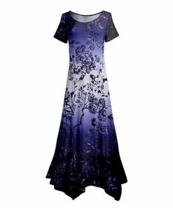 Lily | Purple & White Floral Handkerchief Maxi Dress - Women & Plus