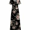 Lily | Black & Blush Floral Wrap Maxi Dress - Women