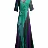 Lily | Turquoise & Purple Abstract Half-Sleeve Wrap Maxi Dress - Women & Plus