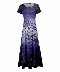 Lily | Purple Short-Sleeve Maxi Dress - Women & Plus