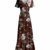Lily | Brown Rose Wrap Maxi Dress - Plus