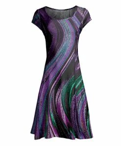 Lily | Purple & Black Stripe Cap-Sleeve Dress - Women & Plus