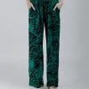 Lily | Teal & Black Filigree Pocket Palazzo Pants - Plus
