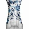 Lily | White & Blue Floral Ruffle-Hem Hi-Low Tunic - Women
