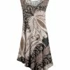 Lily | Taupe & Charcoal Paisley Floral Sleeveless Asymmetrical Tunic - Women
