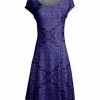 Lily | Purple & Navy Geo Arabesque Cap-Sleeve Dress - Women & Plus