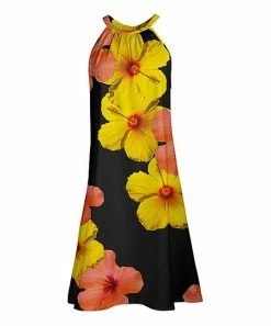 Lily | Black & Yellow Floral Sleeveless Yoke Dress - Women & Plus