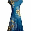 Lily | Blue Floral Cap-Sleeve Dress - Women & Plus