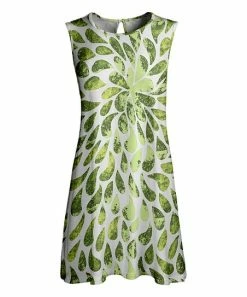 Lily | Green & Olive Leaves Sleeveless Swing Tunic - Plus