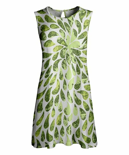 Lily | Green & Olive Leaves Sleeveless Swing Tunic - Plus 1 Lily | Green & Olive Leaves Sleeveless Swing Tunic - Plus