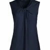Lily | Navy Sleeveless Twist-Neck Tunic - Women