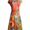 Lily | Red & Yellow Abstract Swirl Cap-Sleeve Dress - Women & Plus
