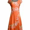 Lily | Orange & White Floral Cap-Sleeve Dress - Women & Plus