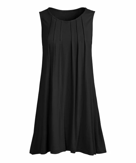 Lily | Black Pleated Sleeveless Tunic - Women & Plus 1 Lily | Black Pleated Sleeveless Tunic - Women & Plus