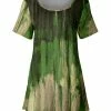 Lily | Green & Beige Abstract Short-Sleeve Scoop Neck Tunic - Women & Plus