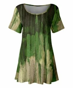 Lily | Green & Beige Abstract Short-Sleeve Scoop Neck Tunic - Women & Plus