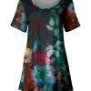 Lily | Turquoise & Rust Floral Scoop Neck Tunic - Women