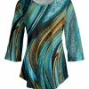 Lily | Turquoise & Gold Swirl Curved-Hem Tunic - Women & Plus