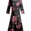 Lily | Pink & Black Three-Quarter Sleeve A-Line Dress - Women