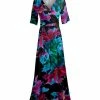 Lily | Black Floral Half Sleeve Wrap Maxi Dress - Women & Plus