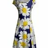 Lily | Navy & Yellow Daisies Cap-Sleeve Dress - Women & Plus