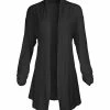 Lily | Black Ruched-Sleeve Open Cardigan - Women