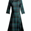 Lily | Blue & Black Plaid Three-Quarter Sleeve A-Line Dress - Women & Plus