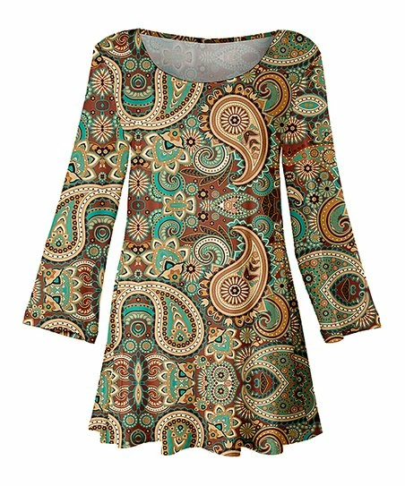 Lily | Brown & Teal Scoop Neck Tunic - Women & Plus 1 Lily | Brown & Teal Scoop Neck Tunic - Women & Plus