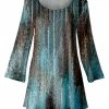 Lily | Blue & Brown Abstract Scoop Neck Swing Tunic - Women
