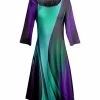 Lily | Purple & Turquoise Three-Quarter Sleeve A-Line Dress - Women & Plus