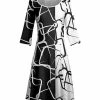 Lily | Black & White Geometric Three-Quarter Sleeve A-Line Dress - Women & Plus